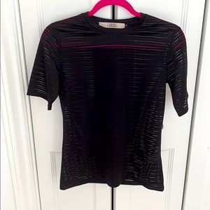 L’America XS striped / sheer black tee